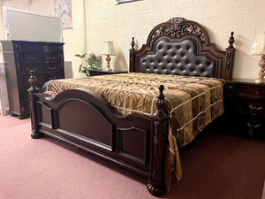 Leather Padded Wood Bed